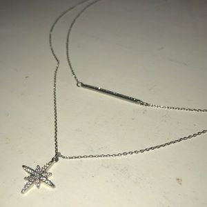 Silver celestial two-tier crystal necklace